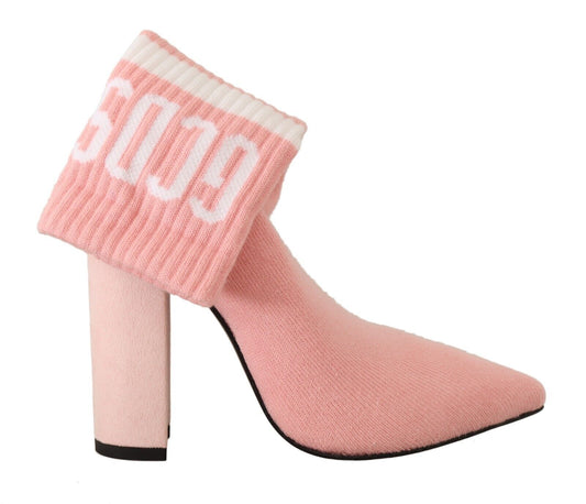 GCDS Pink Suede Logo Socken Block Ferse Knöchelstiefel Schuhe