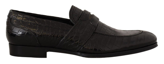 Dolce & Gabbana Black Crocodile in pelle Slip sulle scarpe da mocassino