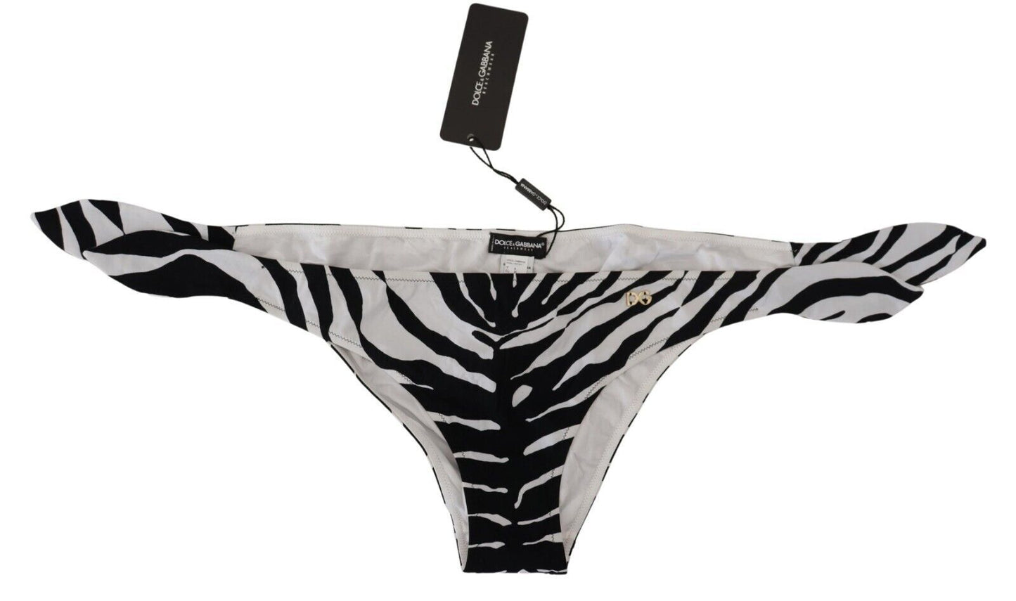 Dolce & Gabbana weiße Badebekleidung Zebra Seitenkrawatte Badeanzug