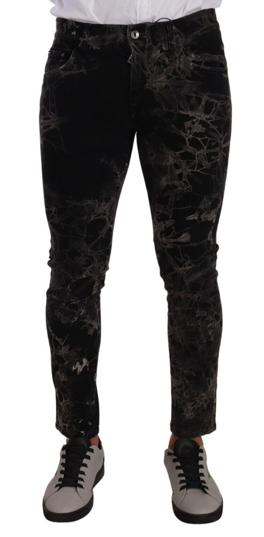 Jeans skinny skinny skinny à motifs noirs Dolce & Gabbana