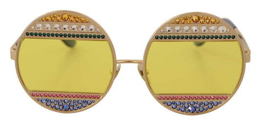 Dolce & Gabbana Gold Oval Metallkristalle Sonnenbrille