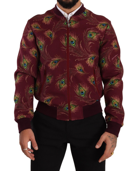 Dolce & Gabbana Red Peacock Polyester Stretch Full Zick