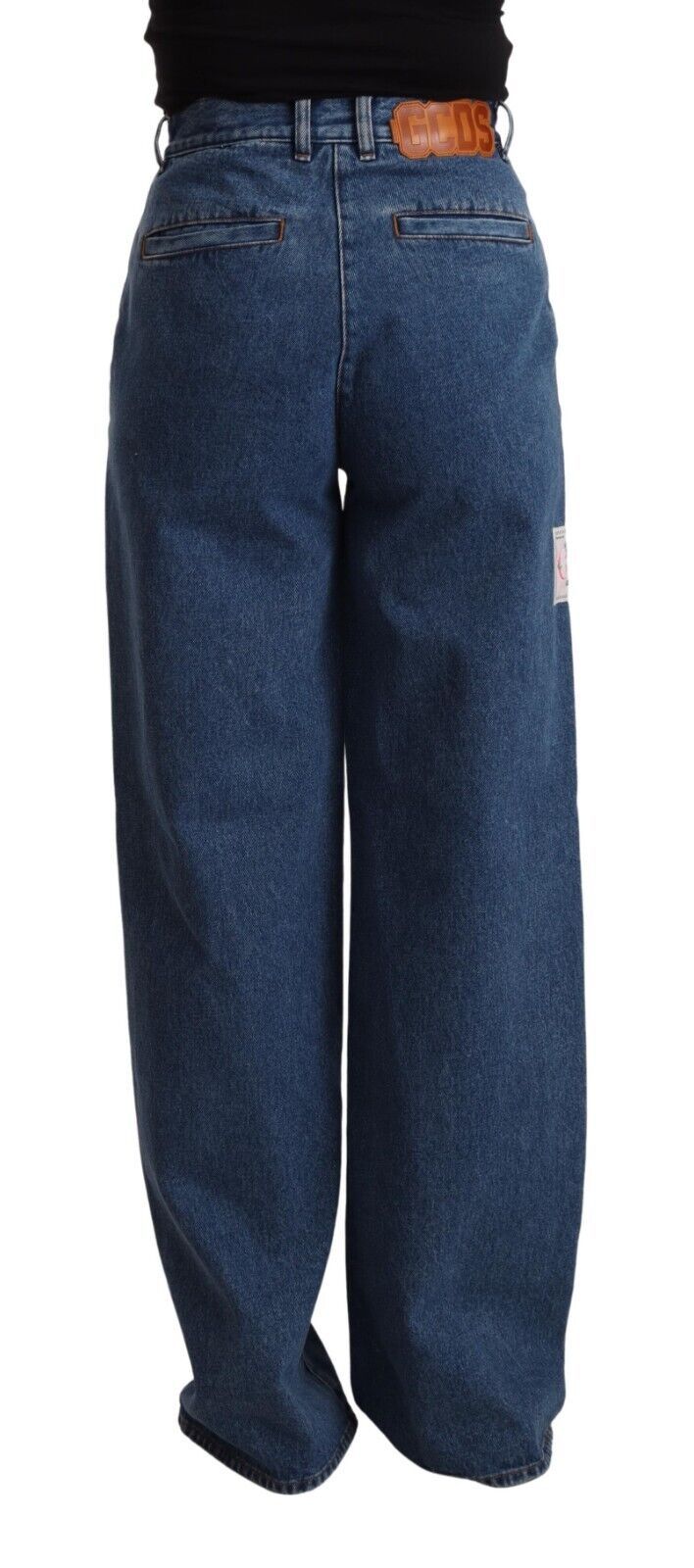 GCDS Blue Cotton High Wide Land Boot Cut Cut Denim Jeans