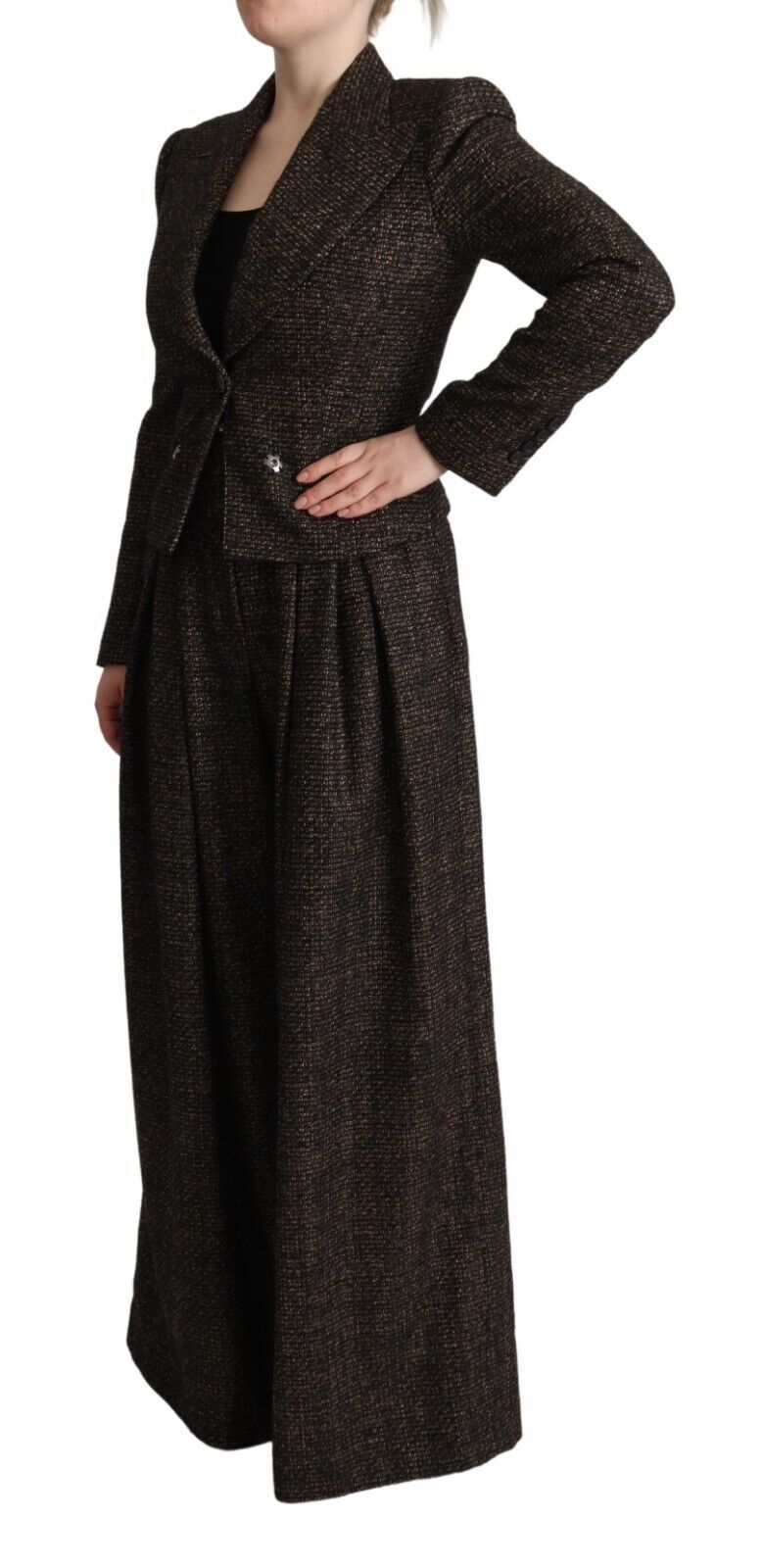Pantaloni a 2 pc in lana marrone scuro di Dolce & Gabbana