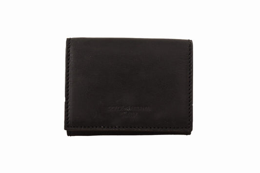 Dolce & Gabbana Schwarzes Leder Triufold Geldbörse Multi -Kit -Brieftasche
