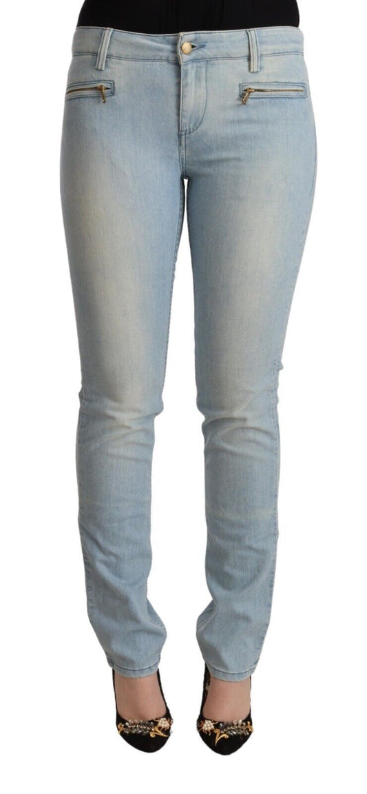 Mila Schön hellblauer Baumwolle mittlere Taille schlanker Fit Denim Jeans
