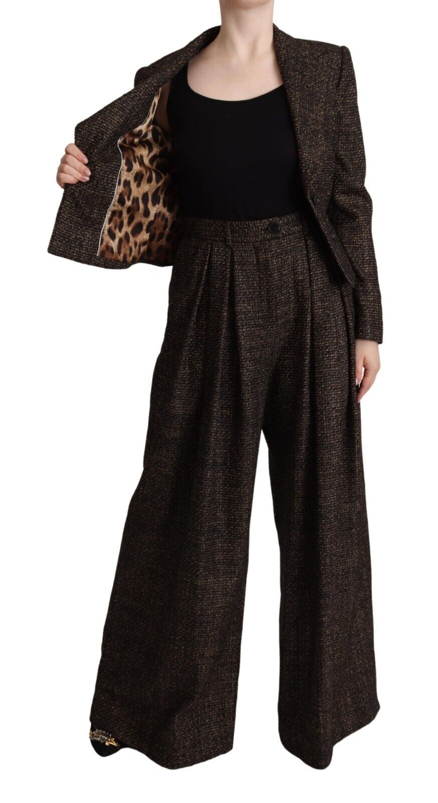 Pantaloni a 2 pc in lana marrone scuro di Dolce & Gabbana
