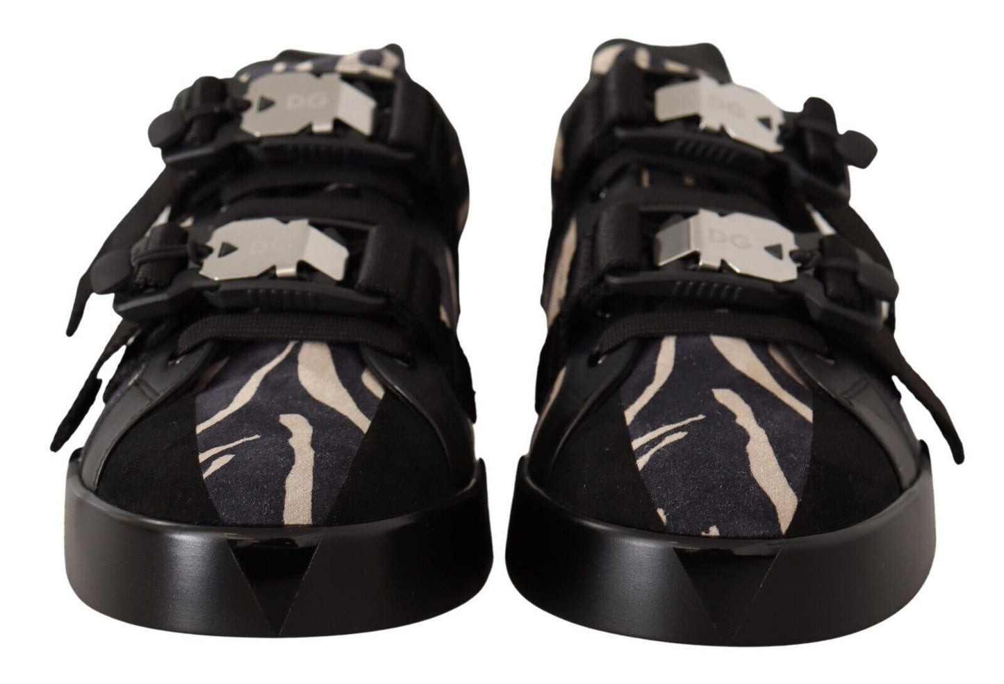 Dolce & gabbana noir blanc zèbre en daim sneakers chaussures de baskets