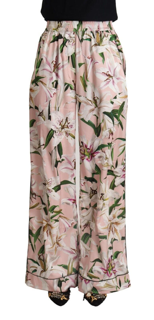 Dolce & Gabbana Pink Lily Mid Taille Wide Bein Hosen