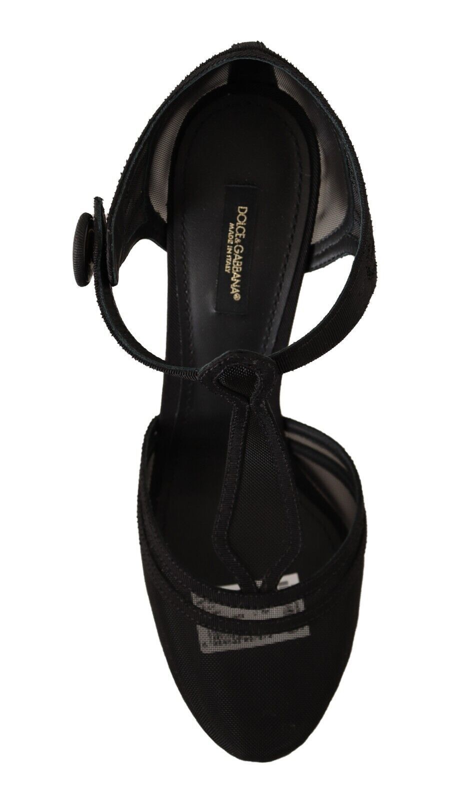 Dolce & Gabbana Black Mesh T-Strap Streetto talons Pumps Chaussures