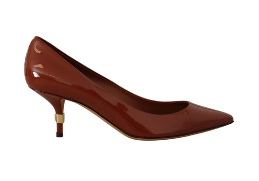 Dolce & Gabbana Brown Kitten Tacchi Pompe Scarpe in pelle di brevetto