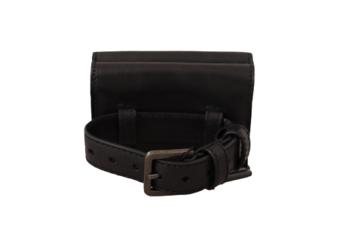 Dolce & Gabbana en cuir noir trifold bourse bourse ceinture multiples portefeuille
