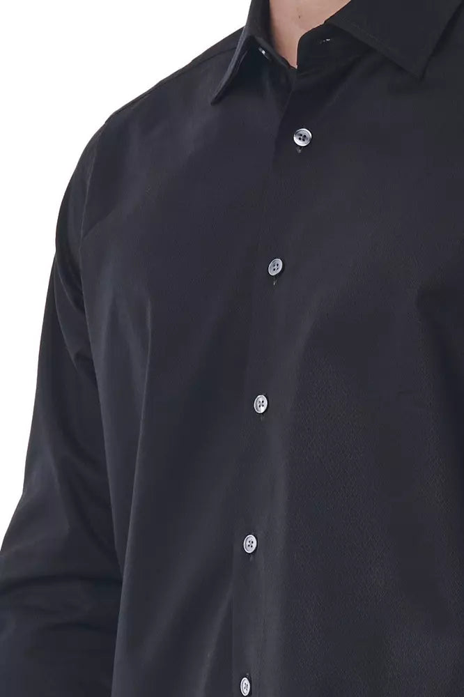 Camicia di cotone nera Bagutta