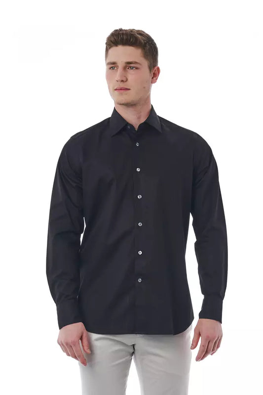 Camicia di cotone nera Bagutta