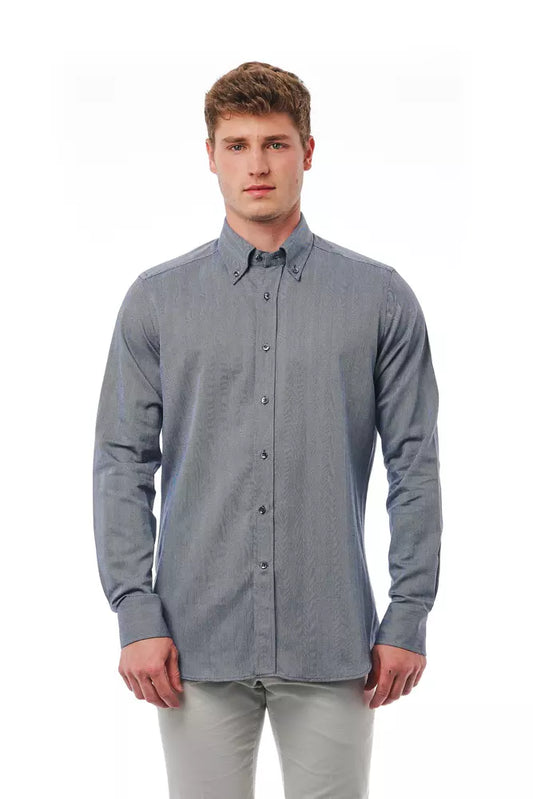 Camicia di cotone blu Bagutta