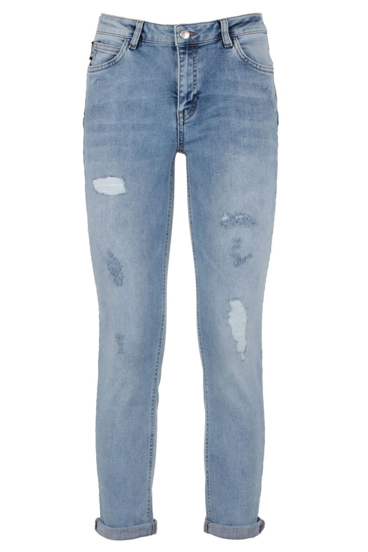 Jeans e pantalone di cotone blu imperfetti