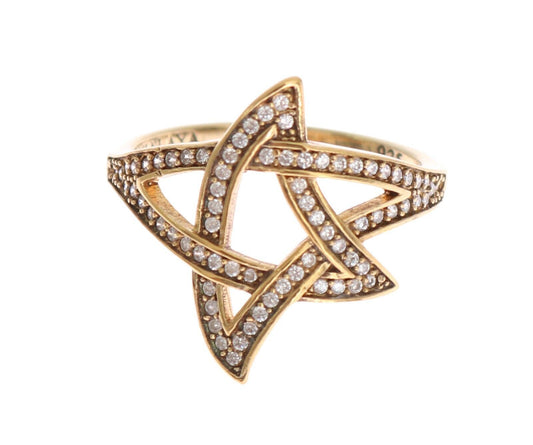 Nilaya Gold Star Clear Cz Gold 925 Silver Ring