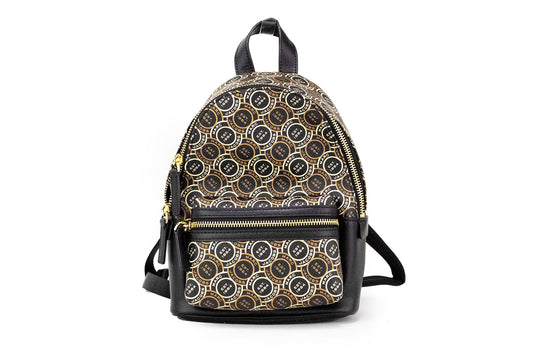 Marc Jacobs Signet Mini Black Logo Stampato Spalla in pelle Backpack Bookbag